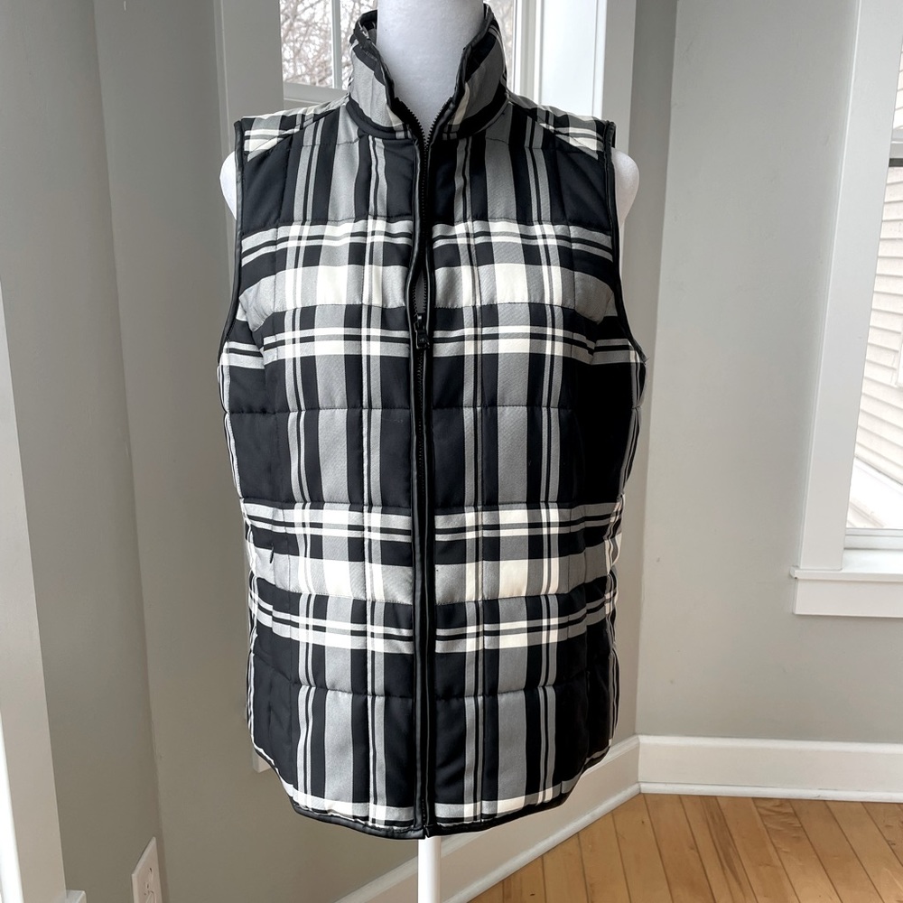 Lauren Ralph Lauren Black White Plaid Vest Size Medium
